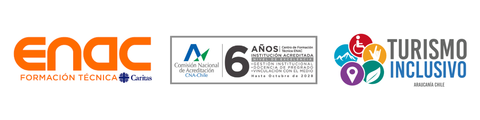 Logos de Certificación ENAC, CNA y Turismo Inclusivo